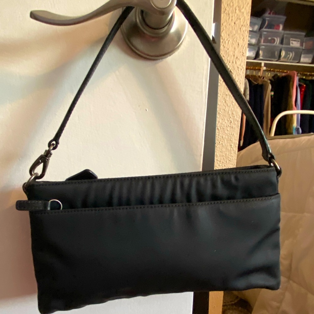 Vintage Coach Black Nylon and Leather Mini Bag